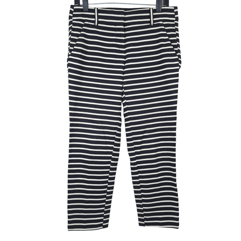 Ann Taylor Loft The Riviera Pant Cropped Marisa Fit Black White Striped Size 4